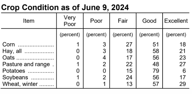 USDA: Crop Progress & Condition – June 10, 2024
