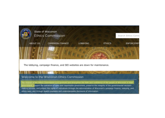 Official Wisconsin Campaign Finance Reporting System is Offline