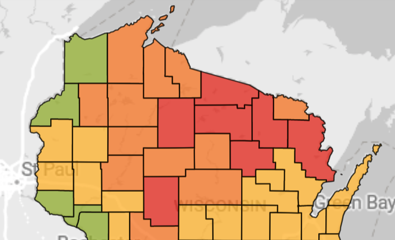 Many Northern Wisconsin Trees at Peak Color