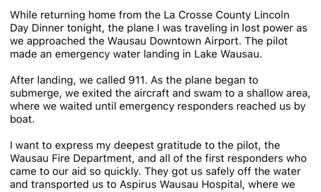 Wisconsin governor candidate Tom Tiffany survives emergency plane landing, swims to safety